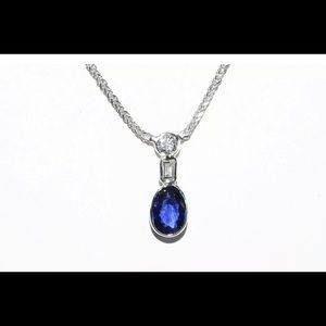 14kt white gold sapphire diamond necklace